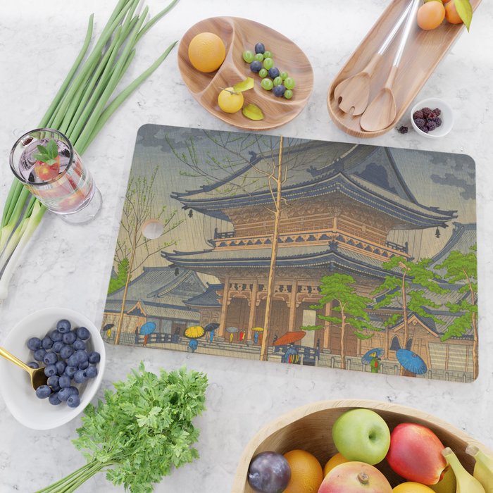 Rain in Higashi-Honganji Temple, Kyoto Asano Takeji Japanese Woodblock Print Cutting Board Gallery Image 2