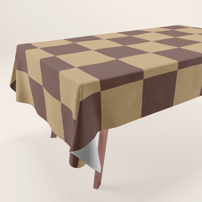 Chocolate x Wheatberry Mixed Checker Tablecloth Gallery Image 1
