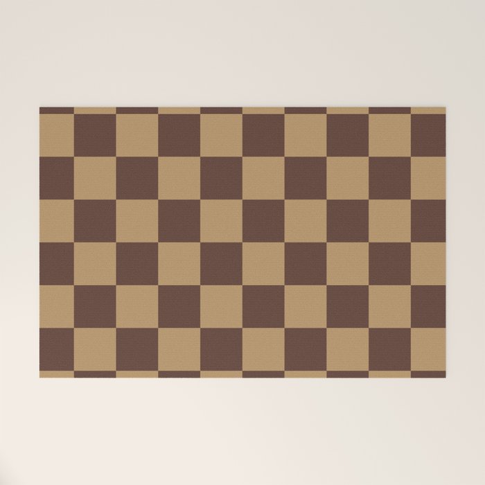 Chocolate x Wheatberry Mixed Checker Welcome Mat Gallery Image 1