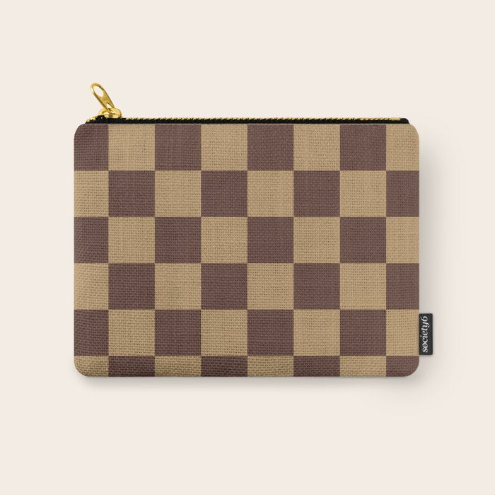 Chocolate x Wheatberry Mixed Checker Carry All Pouch Gallery Image 1