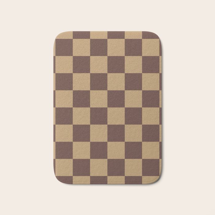 Chocolate x Wheatberry Mixed Checker Bath Mat Gallery Image 1