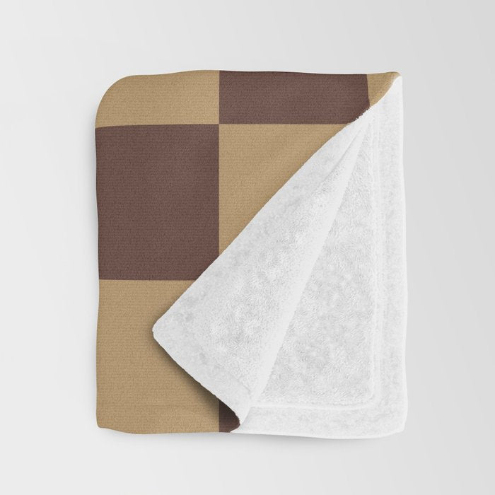 Chocolate x Wheatberry Mixed Checker Throw Blanket Gallery Image 3