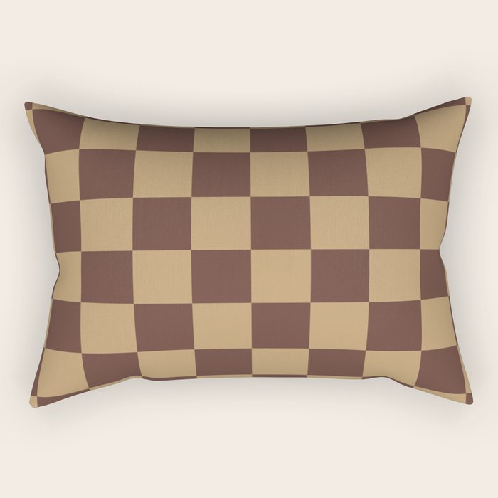 Chocolate x Wheatberry Mixed Checker Rectangular Pillow Gallery Image 2