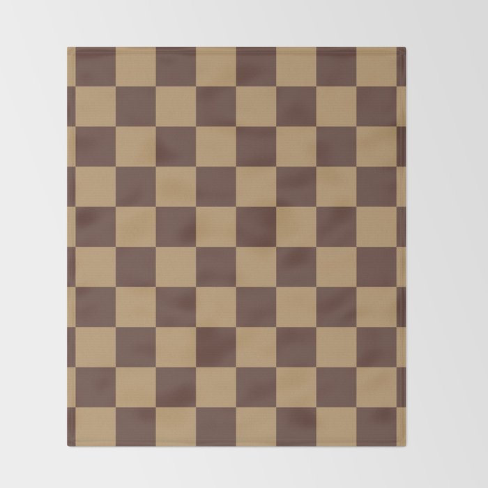 Chocolate x Wheatberry Mixed Checker Throw Blanket Gallery Image 2