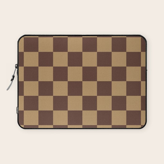Chocolate x Wheatberry Mixed Checker Laptop Sleeve Gallery Image 1