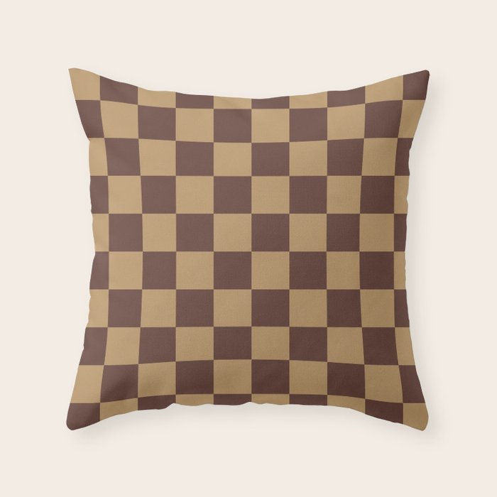Chocolate x Wheatberry Mixed Checker Throw Pillow Gallery Image 6