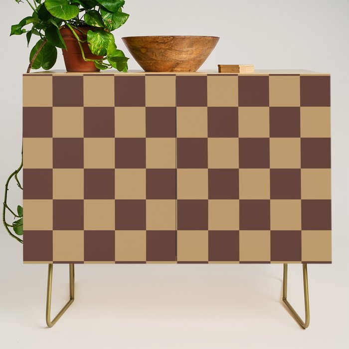 Chocolate x Wheatberry Mixed Checker Credenza Gallery Image 1