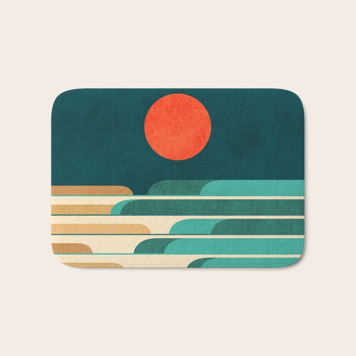 Chasing wave under the red moon Bath Mat Gallery Image 1
