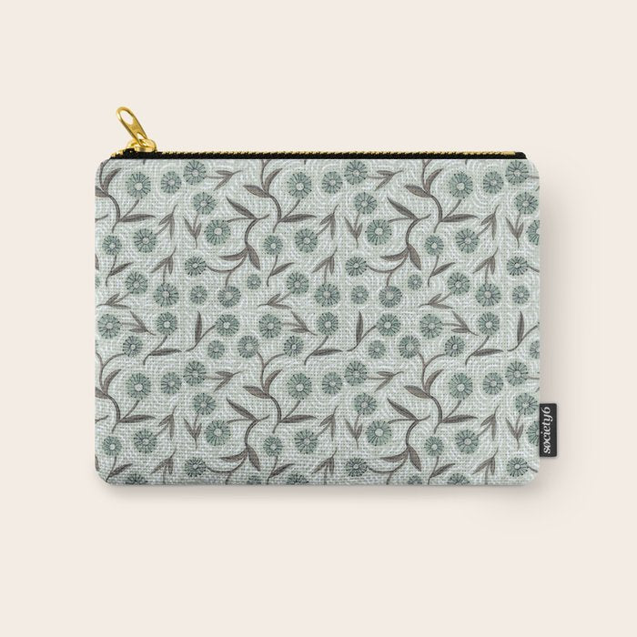 Tipsy Daisies on Celadon  Carry All Pouch Gallery Image 1