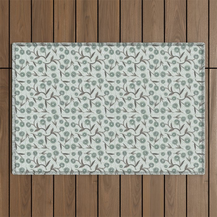 Tipsy Daisies on Celadon  Outdoor Rug Gallery Image 1