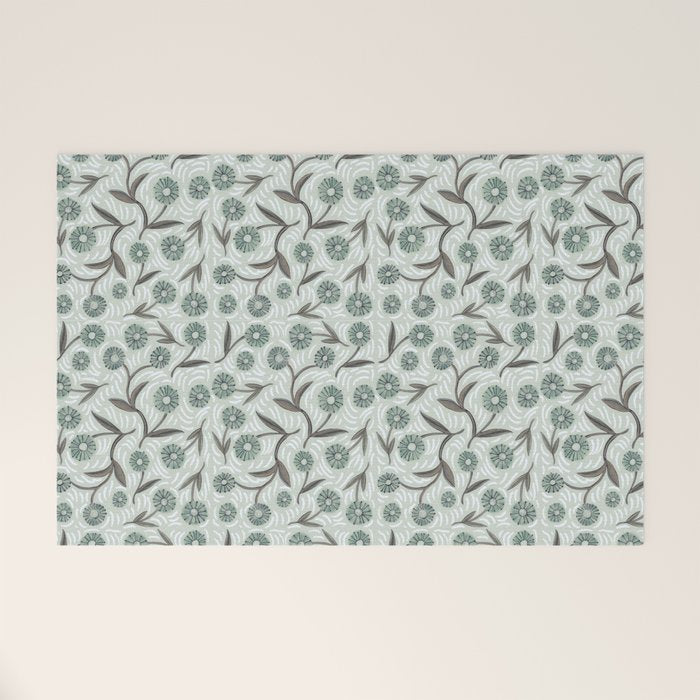 Tipsy Daisies on Celadon  Welcome Mat Gallery Image 1