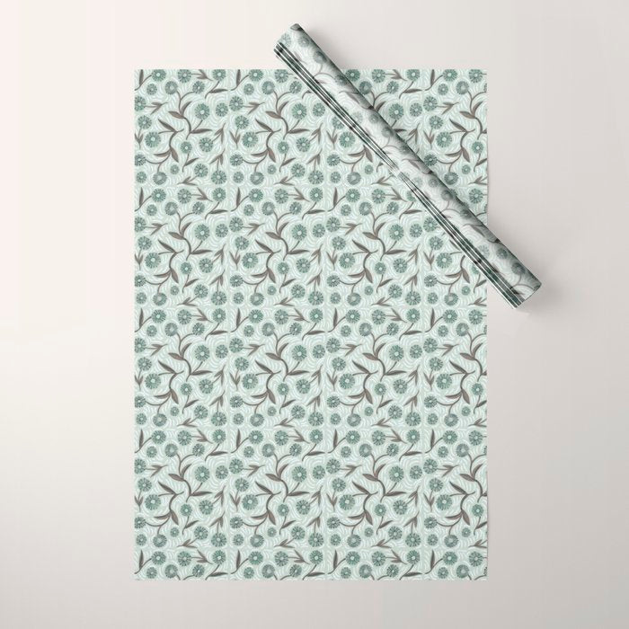 Tipsy Daisies on Celadon  Wrapping Paper Gallery Image 1