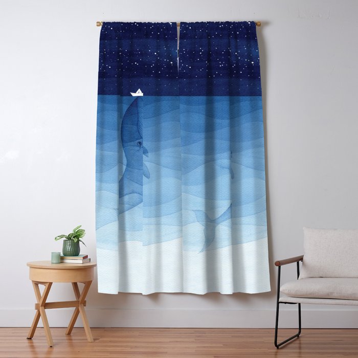 Whale blue ocean Window Curtain Gallery Image 5