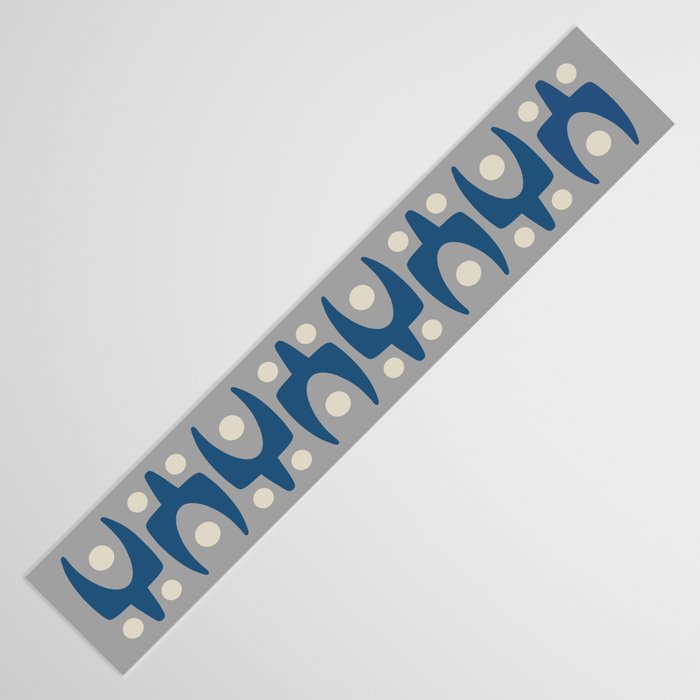 Mid Century Modern Abstract Pattern 147 Scandi Gray and Blue Table Runner Gallery Image 3