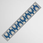 Mid Century Modern Abstract Pattern 147 Scandi Gray and Blue Table Runner Gallery Image 3