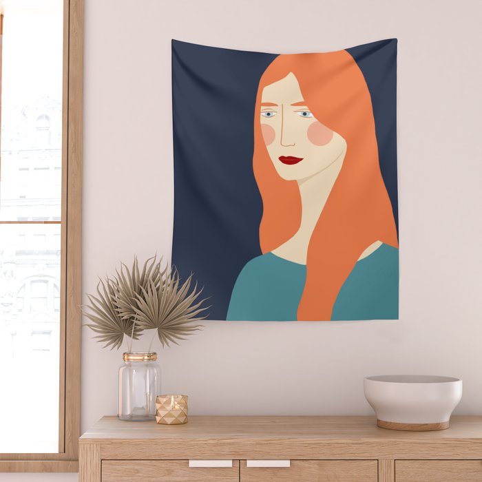 Woman with red hair Wall Tapestry Gallery Image 2