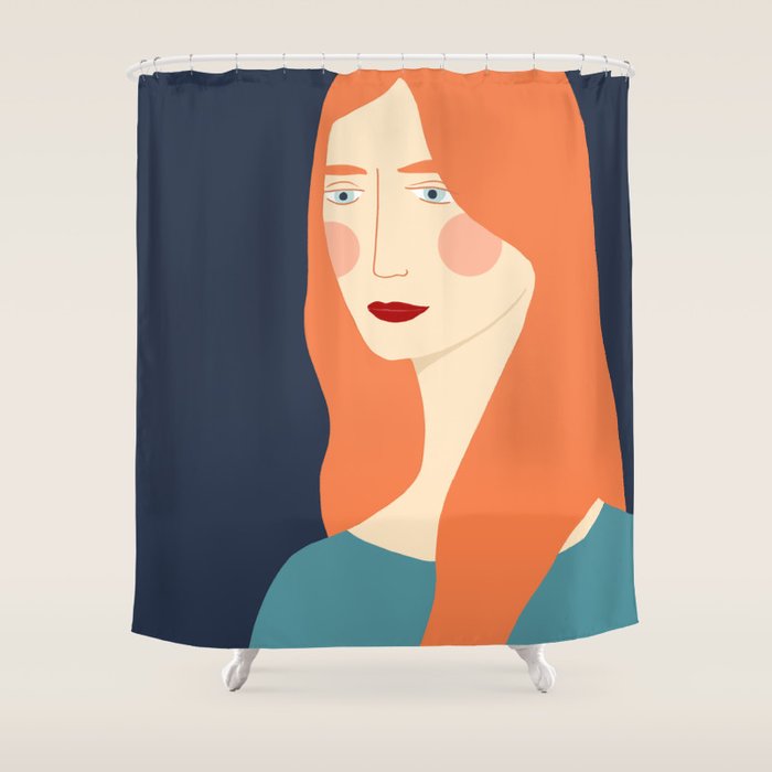 Woman with red hair Shower Curtain Gallery Image 1