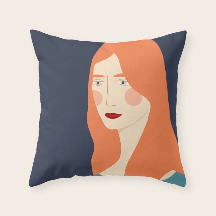 Woman with red hair Throw Pillow Gallery Image 6