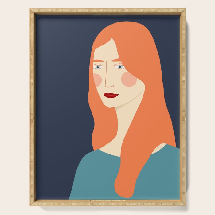 Woman with red hair Serving Tray Gallery Image 1