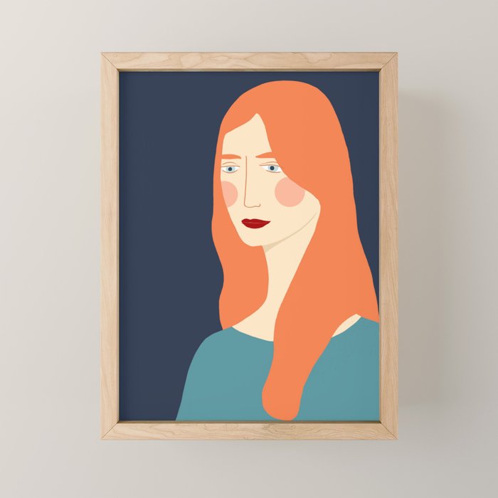 Woman with red hair Mini Art Print Gallery Image 1