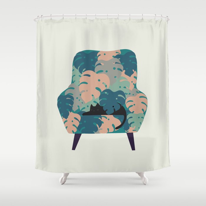 Cat and Plant 15 Shower Curtain Gallery Image 1