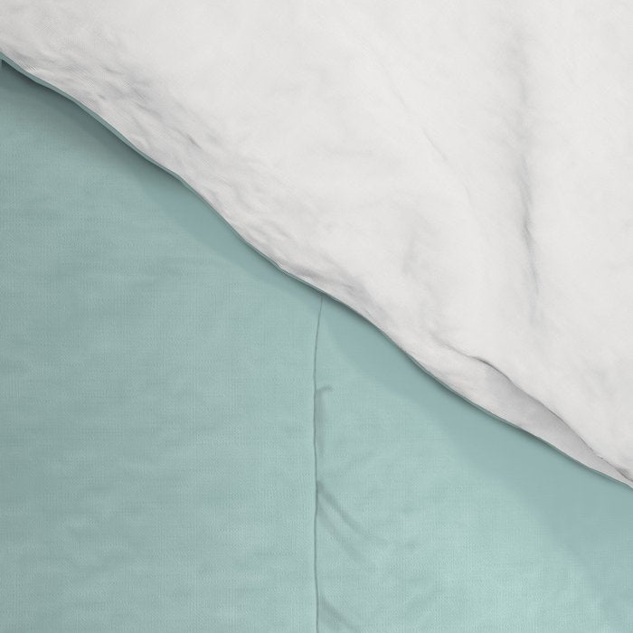 One more chapter // aqua background grey cat striped mug with plants red green and yellow books  Comforter Gallery Image 4