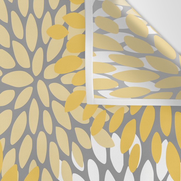 Modern Elegant Chic Floral Pattern, Soft Yellow, Gray, White Wall Tapestry Gallery Image 3