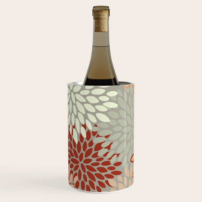 Festive, Floral Prints, Green, Terracotta, Red, Coloured Prints Wine Chiller Gallery Image 2