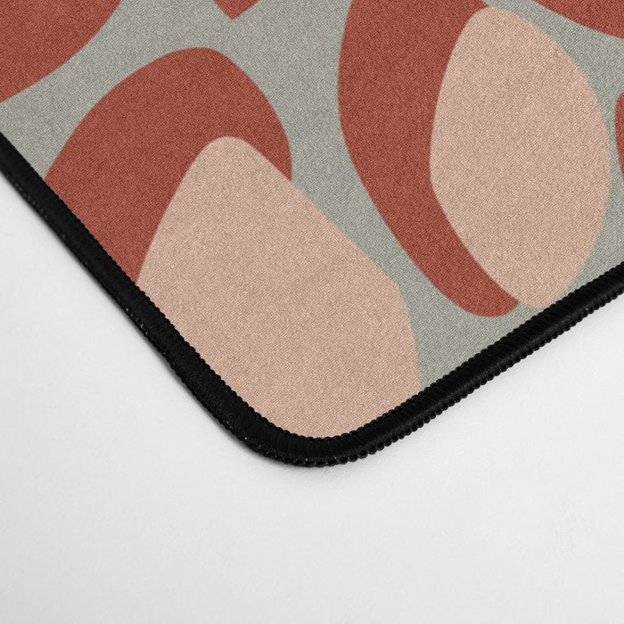 Festive, Floral Prints, Green, Terracotta, Red, Coloured Prints Desk Mat Gallery Image 4