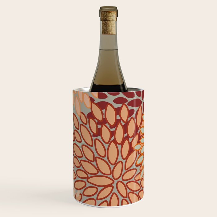 Festive, Floral Prints, Green, Terracotta, Red, Coloured Prints Wine Chiller Gallery Image 3