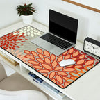 Festive, Floral Prints, Green, Terracotta, Red, Coloured Prints Desk Mat Gallery Image 2
