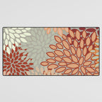 Festive, Floral Prints, Green, Terracotta, Red, Coloured Prints Desk Mat Gallery Image 3