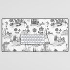 Toile de Jouy Vintage French Romantic Pastoral Black & White Desk Mat Gallery Image 1