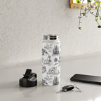 Toile de Jouy Vintage French Romantic Pastoral Black & White Water Bottle Gallery Image 4