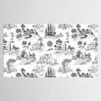 Toile de Jouy Vintage French Romantic Pastoral Black & White Tablecloth Gallery Image 2