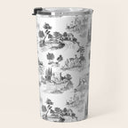 Toile de Jouy Vintage French Romantic Pastoral Black & White Travel Mug Gallery Image 3