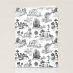 Toile de Jouy Vintage French Romantic Pastoral Black & White Stationery Card Gallery Image 2