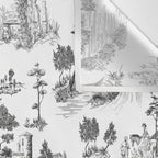 Toile de Jouy Vintage French Romantic Pastoral Black & White Wall Tapestry Gallery Image 3