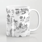 Toile de Jouy Vintage French Romantic Pastoral Black & White Coffee Mug Gallery Image 1
