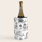 Toile de Jouy Vintage French Romantic Pastoral Black & White Wine Chiller Gallery Image 1