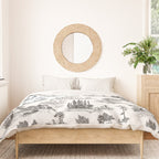 Toile de Jouy Vintage French Romantic Pastoral Black & White Duvet Cover Gallery Image 3