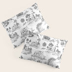 Toile de Jouy Vintage French Romantic Pastoral Black & White Pillow Sham Gallery Image 3