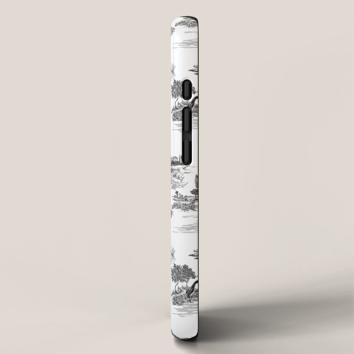 Toile de Jouy Vintage French Romantic Pastoral Black & White iPhone Case Gallery Image 2