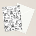 Toile de Jouy Vintage French Romantic Pastoral Black & White Stationery Card Gallery Image 2