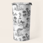 Toile de Jouy Vintage French Romantic Pastoral Black & White Travel Mug Gallery Image 2