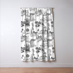 Toile de Jouy Vintage French Romantic Pastoral Black & White Window Curtain Gallery Image 3