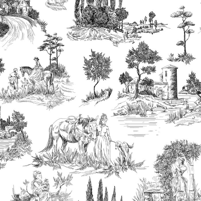 Toile de Jouy Vintage French Romantic Pastoral Black & White Coffee Mug Gallery Image 2