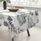 Toile de Jouy Vintage French Romantic Pastoral Black & White Tablecloth Gallery Image 3