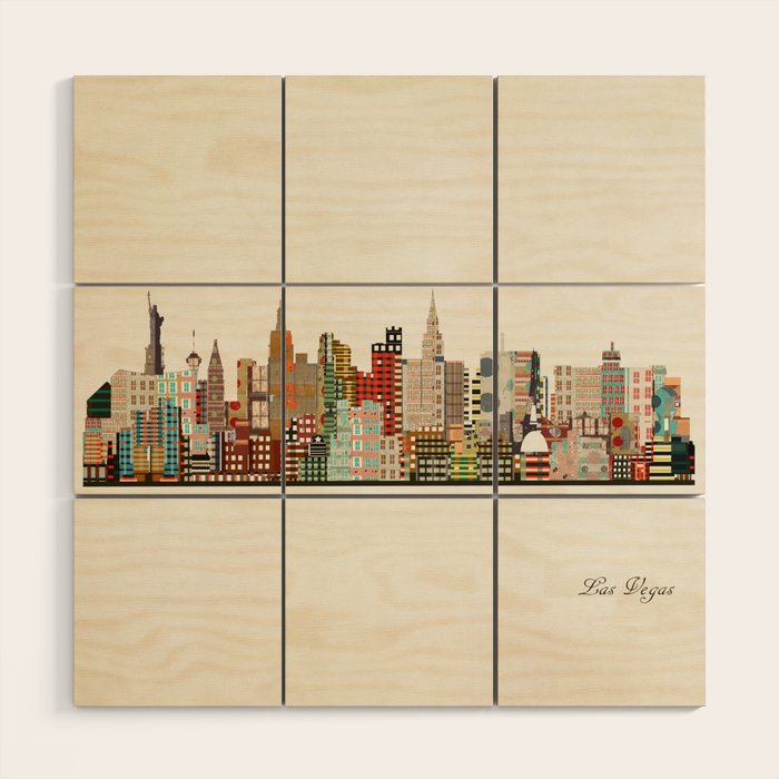 las vegas skyline Wood Wall Art Gallery Image 1