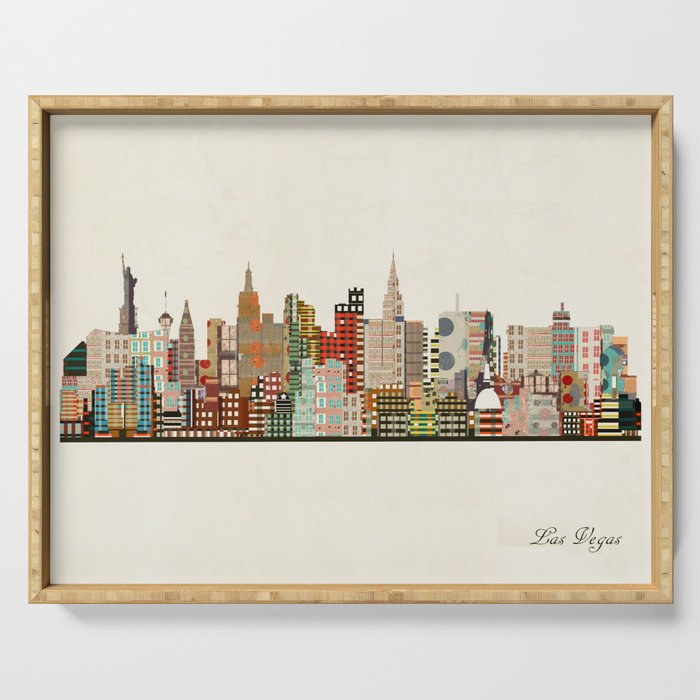 las vegas skyline Serving Tray Gallery Image 1